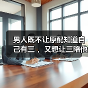 男人既不让原配知道自己有三 ，又想让三陪他爱他，是什么心理?（图1）