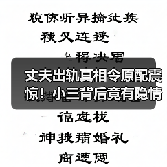 丈夫出轨真相令原配震惊！小三背后竟有隐情（图3）